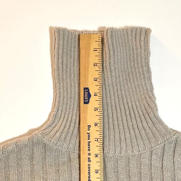 NWT Large Womens Gray Knit Cropped Turtleneck Sweater Top Preppy F21 Cuff Sleeve - Picture 7 of 11